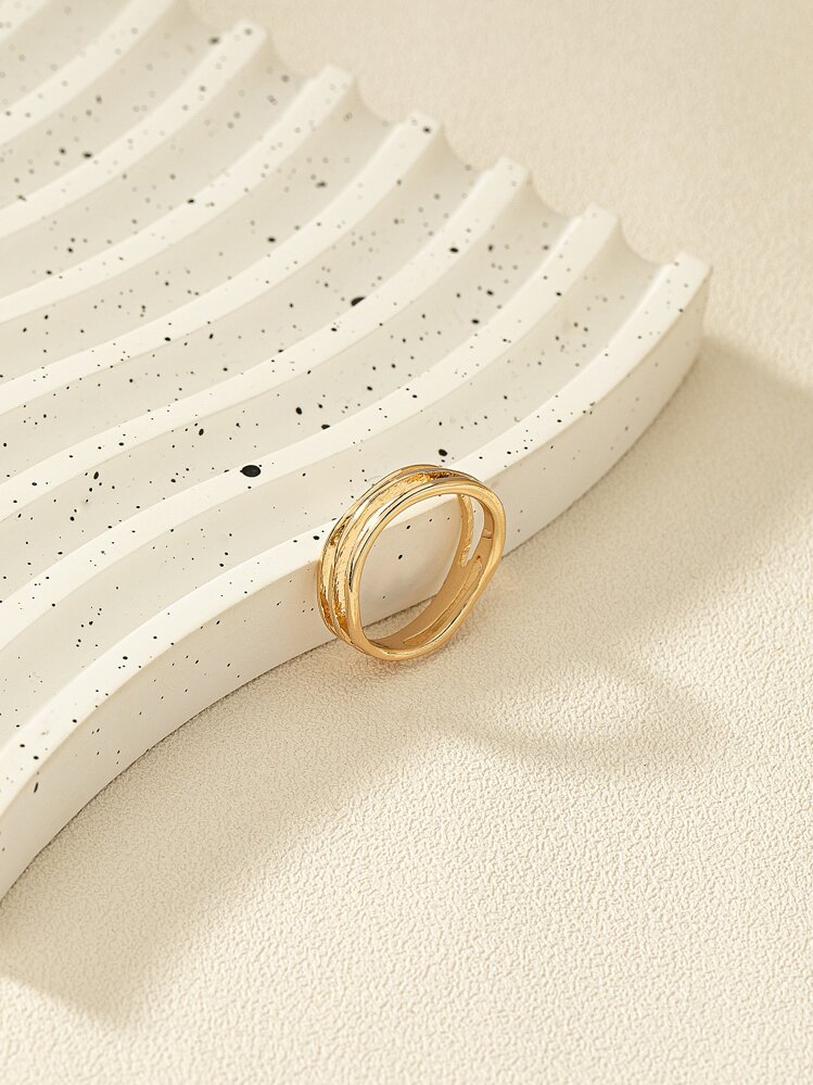 Anillo minimalista a capas - Amarillo Oro - Añade 2