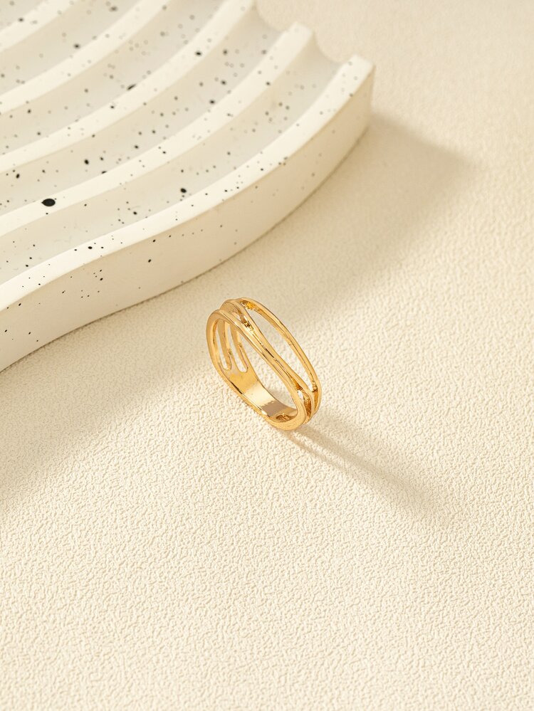 Anillo minimalista a capas - Amarillo Oro - Añade 3