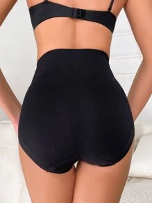Hollow Out Tummy Control Shapewear Shorts - Black - View 4