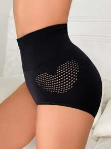 Hollow Out Tummy Control Shapewear Shorts - Black - View 5