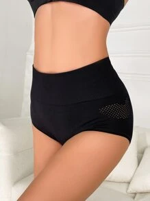 Hollow Out Tummy Control Shapewear Shorts - Black - View 6