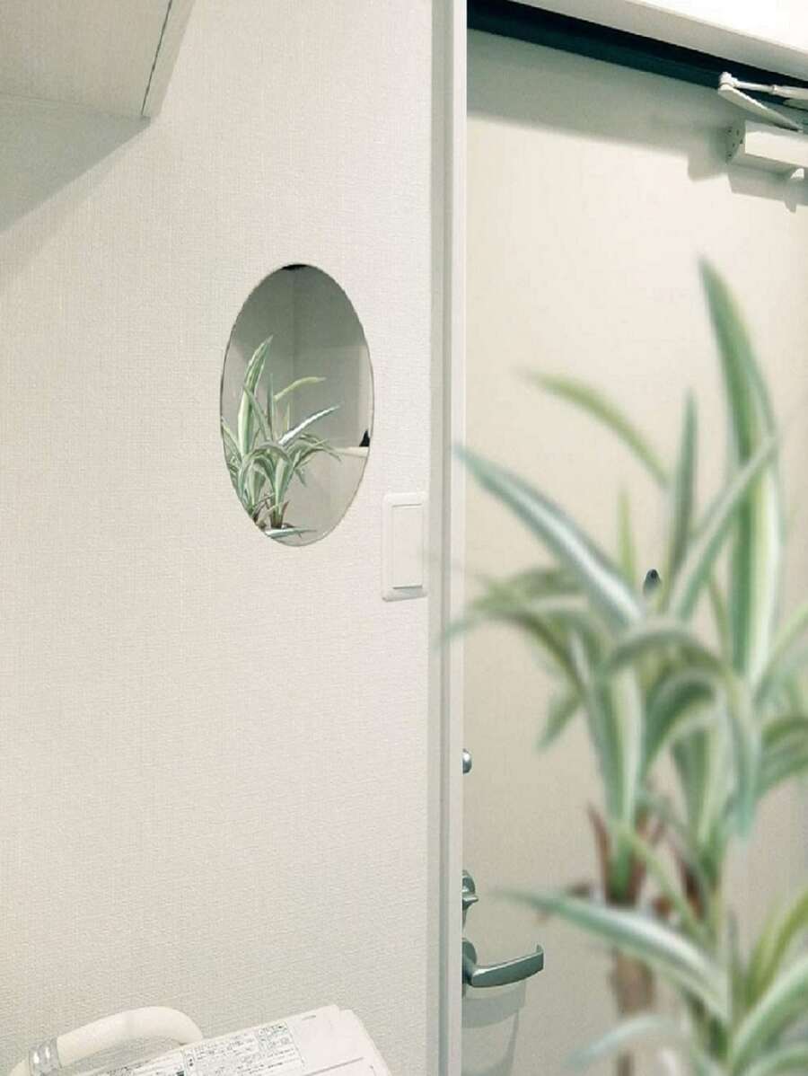 1pc Durable PS Mirror Wall Sticker,Daily Solid Oval Wipeable Room Decorating Creative Sticker For Room Decoration - Silver - View 1