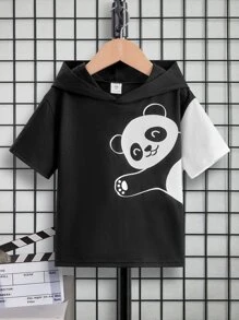 SHEIN Tops con trai lớn Hoạt hình Giải trí - màu đen - Xem 1