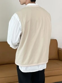 DAZY Hombres Top tank algodón unicolor de cuello redondo - Caqui - Ver 2