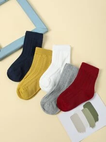 兒童5雙素色襪子 - 彩色 - 查看 1