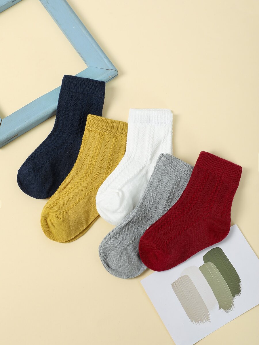 兒童5雙素色襪子 - 彩色 - 查看 1