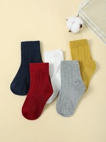 兒童5雙素色襪子 - 彩色 - 查看 2