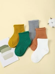 5 perechi de șosete solide pentru bebeluși - Multicolor - Vizualizare 2