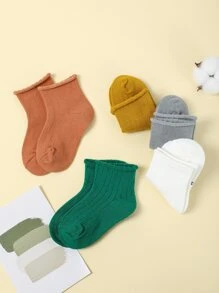 5 perechi de șosete solide pentru bebeluși - Multicolor - Vizualizare 3