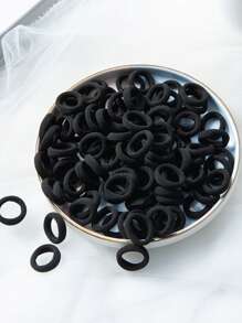 100pcs Solid Hair Tie - Black - View 6