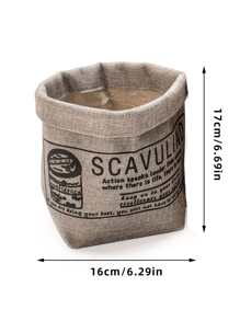 1pc Slogan Graphic Plant Grow Bag, Polyester Grow Bag For Garden - Brown - View 2