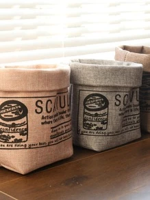 1pc Slogan Graphic Plant Grow Bag, Polyester Grow Bag For Garden - Brown - View 5