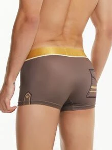 Men Letter Graphic Boxer Brief - Mocha Brown - View 1