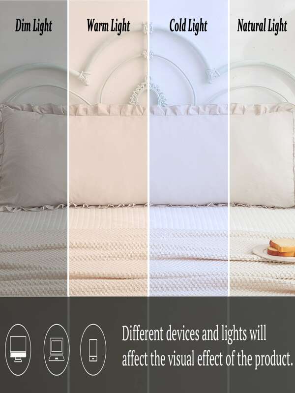 1pc Beige Body Pillowcase Without Filler, Minimalist Fabric Ruffle Trim