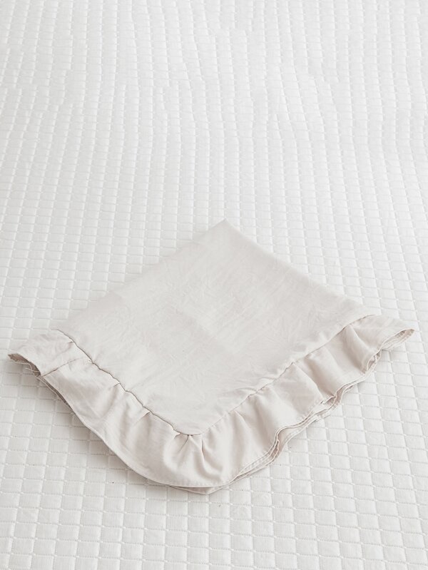 1pc Beige Body Pillowcase Without Filler, Minimalist Fabric Ruffle Trim