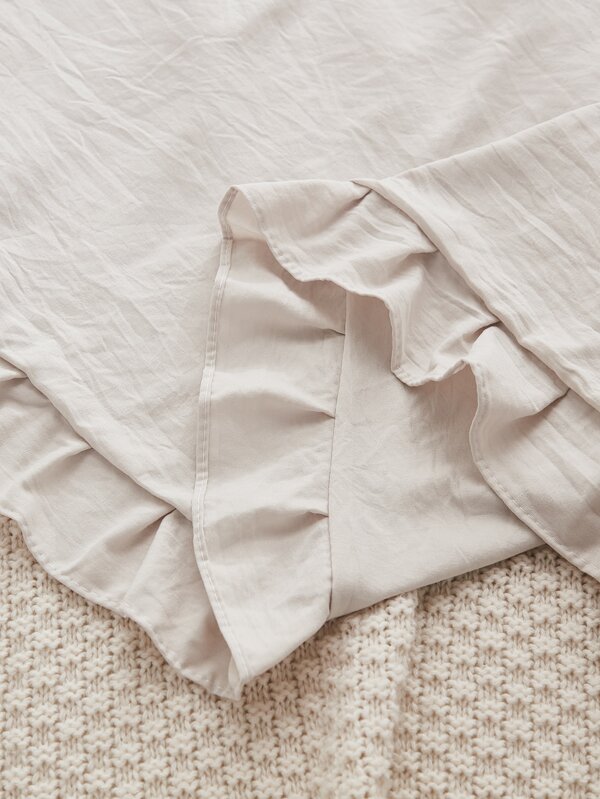1pc Beige Body Pillowcase Without Filler, Minimalist Fabric Ruffle Trim