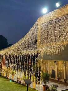 1pc 6/9/12m 150/225/300 Led PVC String Light, Extendable Decorative Light For Outdoor - Yellow - View 2