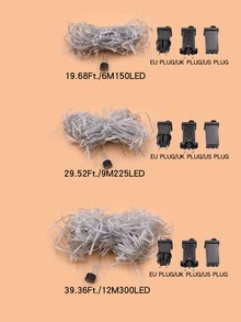 1pc 6/9/12m 150/225/300 Led PVC String Light, Extendable Decorative Light For Outdoor - Yellow - View 8