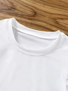 Tween Girl Contrast Lace Butterfly Sleeve Tee,Holiday,Summer,Travel - White - View 3