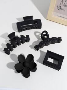 5pcs Flower Design Hair Claw Casual - Black - View 1