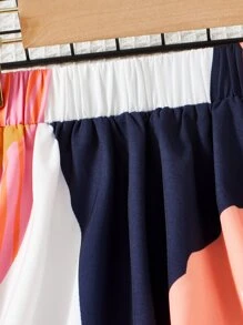 SHEIN Girls Colourblock Elastic Waist Skirt - Multicolor - View 3