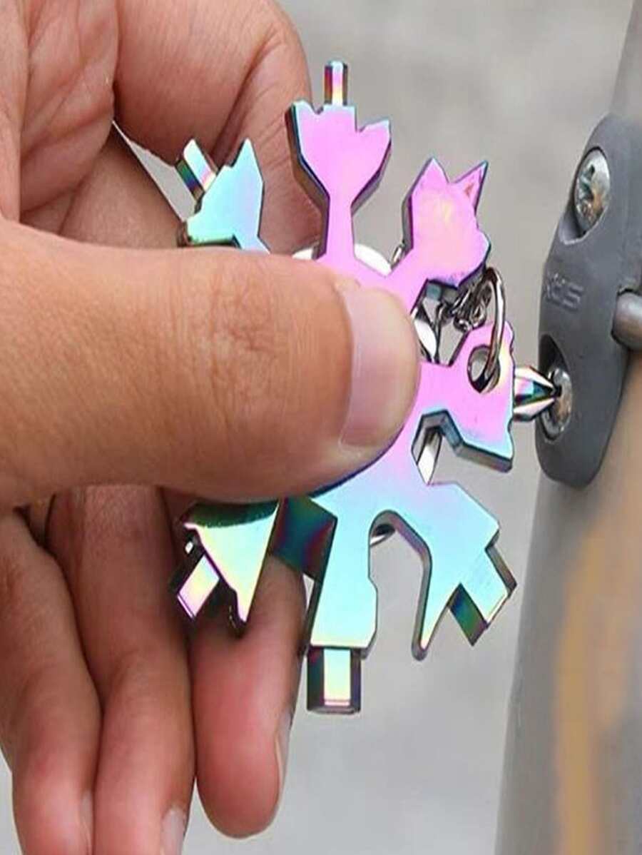 1pc Portable Carbon Steel Wrench Tool, Creative Snowflake Shaped Multifunction Wrench Tool - Multicolor - View 1
