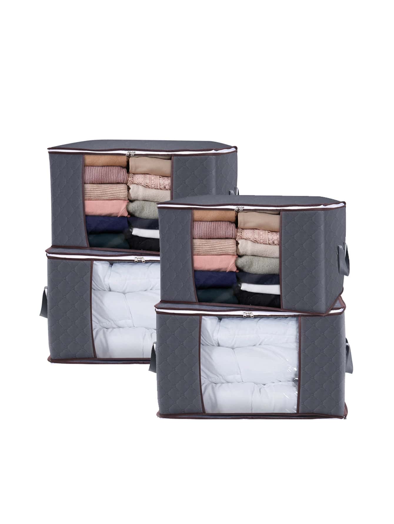 1pc Clothes Storage, Foldable Blanket Storage Bag, Storage Containers for Organizing Bedroom, Closet, Clothing, Comforter, Organization and Storage with Lids and Handle