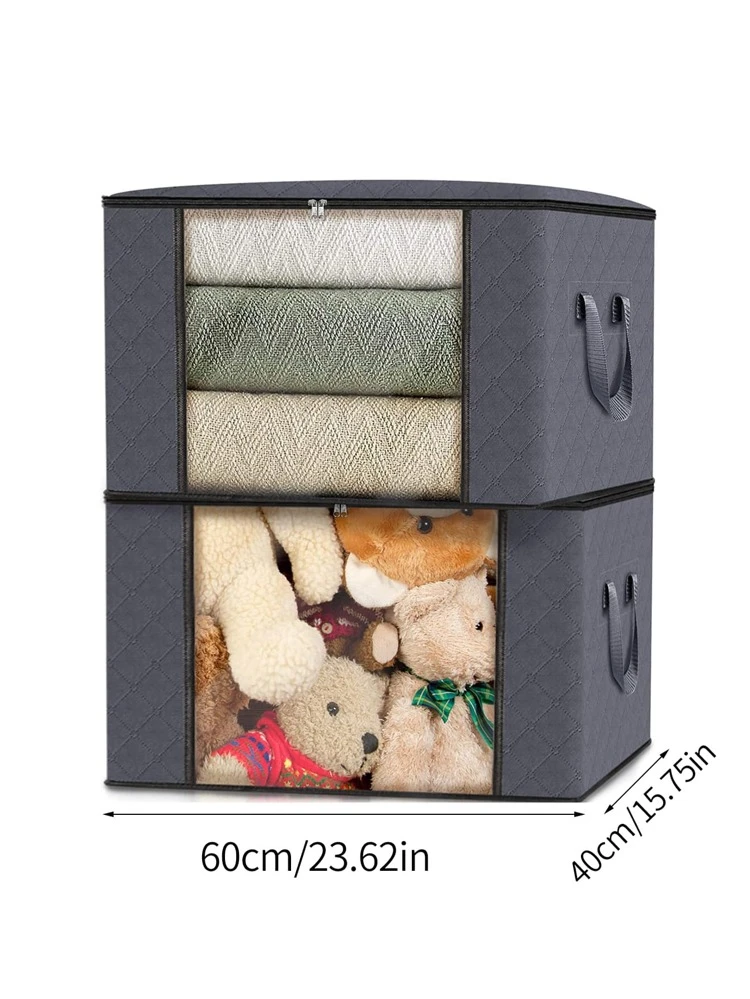 1pc Clothes Storage, Foldable Blanket Storage Bag, Storage Containers for Organizing Bedroom, Closet, Clothing, Comforter, Organization and Storage with Lids and Handle