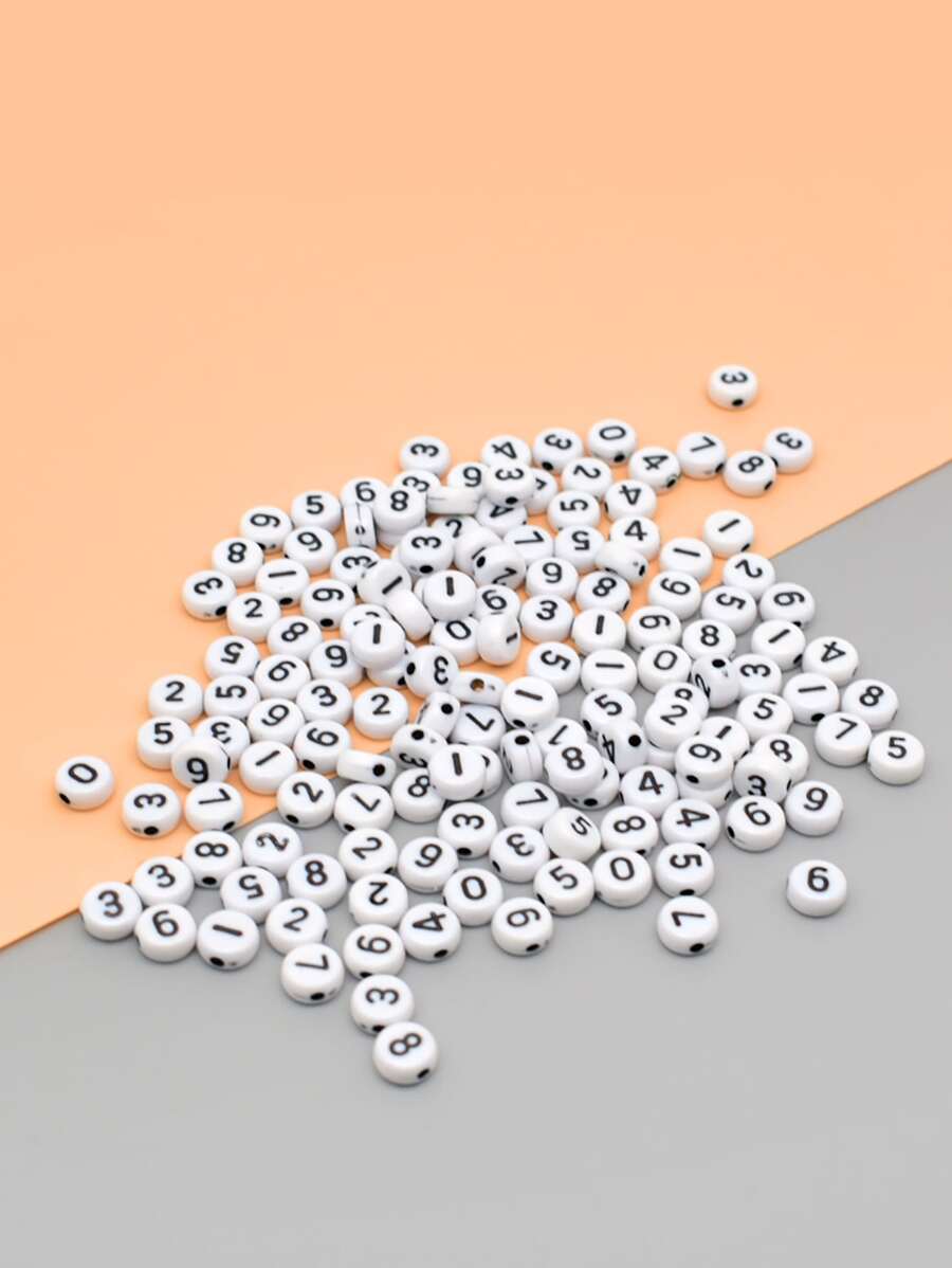 150入组/套數字圖案DIY珠子 - 白色 - 查看 1