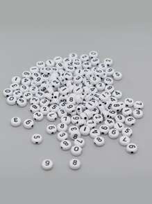 150入组/套數字圖案DIY珠子 - 白色 - 查看 2