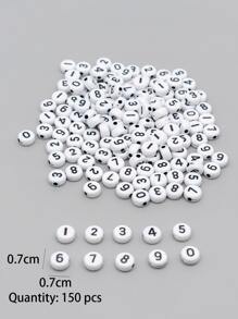 150入组/套數字圖案DIY珠子 - 白色 - 查看 3