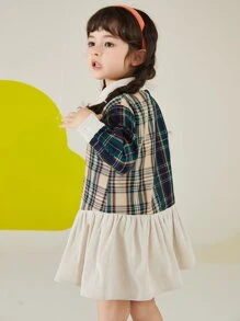 Toddler Girls Tartan Print Ruffle Hem Dress - Multicolor - View 2