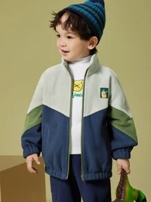 Kurtki dla małych chłopców Z łatami Kieszeń Zamek błyskawiczny Kreskówki Kolorowe bloki Casual