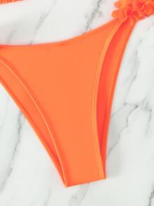 Appliques Halter Triangle Summer Beach Bikini Set - Burnt Orange - View 6