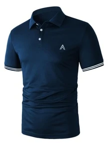 Manfinity Homme Men Striped Trim Polo Shirt - Navy Blue - View 3