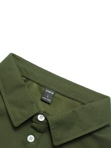 Manfinity Homme Men Striped Trim Polo Shirt - Army Green - View 6