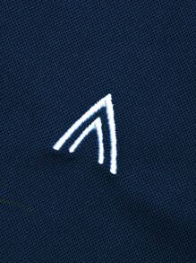 Manfinity Homme Men Striped Trim Polo Shirt - Navy Blue - View 4