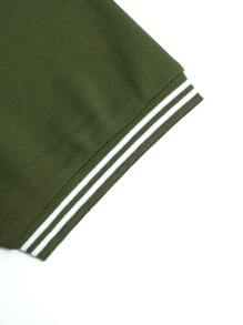 Manfinity Homme Men Striped Trim Polo Shirt - Army Green - View 7