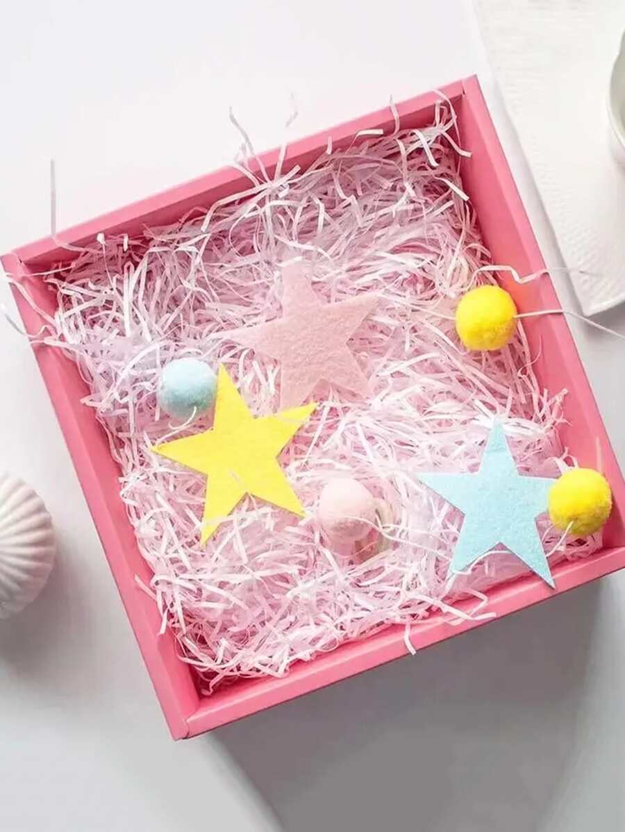 1pack Solid Color Gift Filler, Modern White Gift Raffia Paper For Party - Baby Pink - View 1