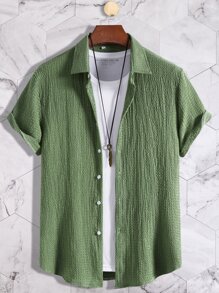 Manfinity Homme Hombres Camisa unicolor con botón sin camiseta