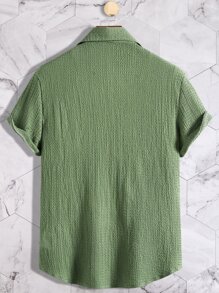 Manfinity Homme Hombres Camisa unicolor con botón sin camiseta