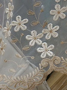 Flower Embroidery Single Panel Curtain, Double Layer Polyester Textured Blackout Curtain For Bedroom And Living Room, All Season - Multicolor - View 7