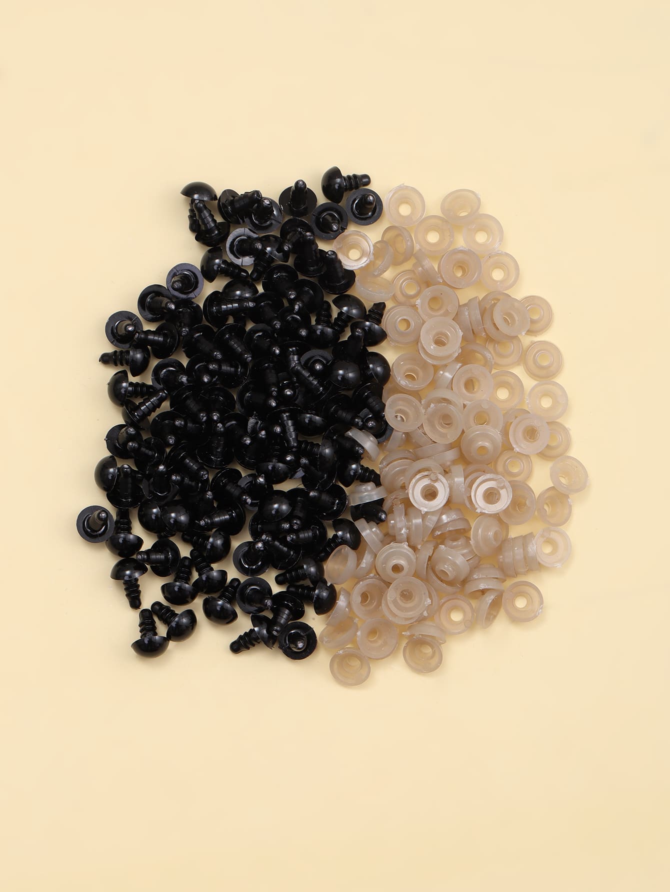 100 件/套玩具塑料眼睛，DIY 套件工艺品，泰迪熊玩具眼睛，用于玩偶装饰配件 - 黑色 - 查看 1