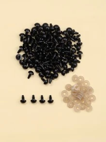 100 件/套玩具塑料眼睛，DIY 套件工艺品，泰迪熊玩具眼睛，用于玩偶装饰配件 - 黑色 - 查看 4