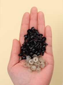 100 件/套玩具塑料眼睛，DIY 套件工艺品，泰迪熊玩具眼睛，用于玩偶装饰配件 - 黑色 - 查看 5