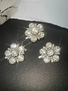 3 cái Rhinestone Decor Trang trí hình hoa DIY - Bạc - Xem 1