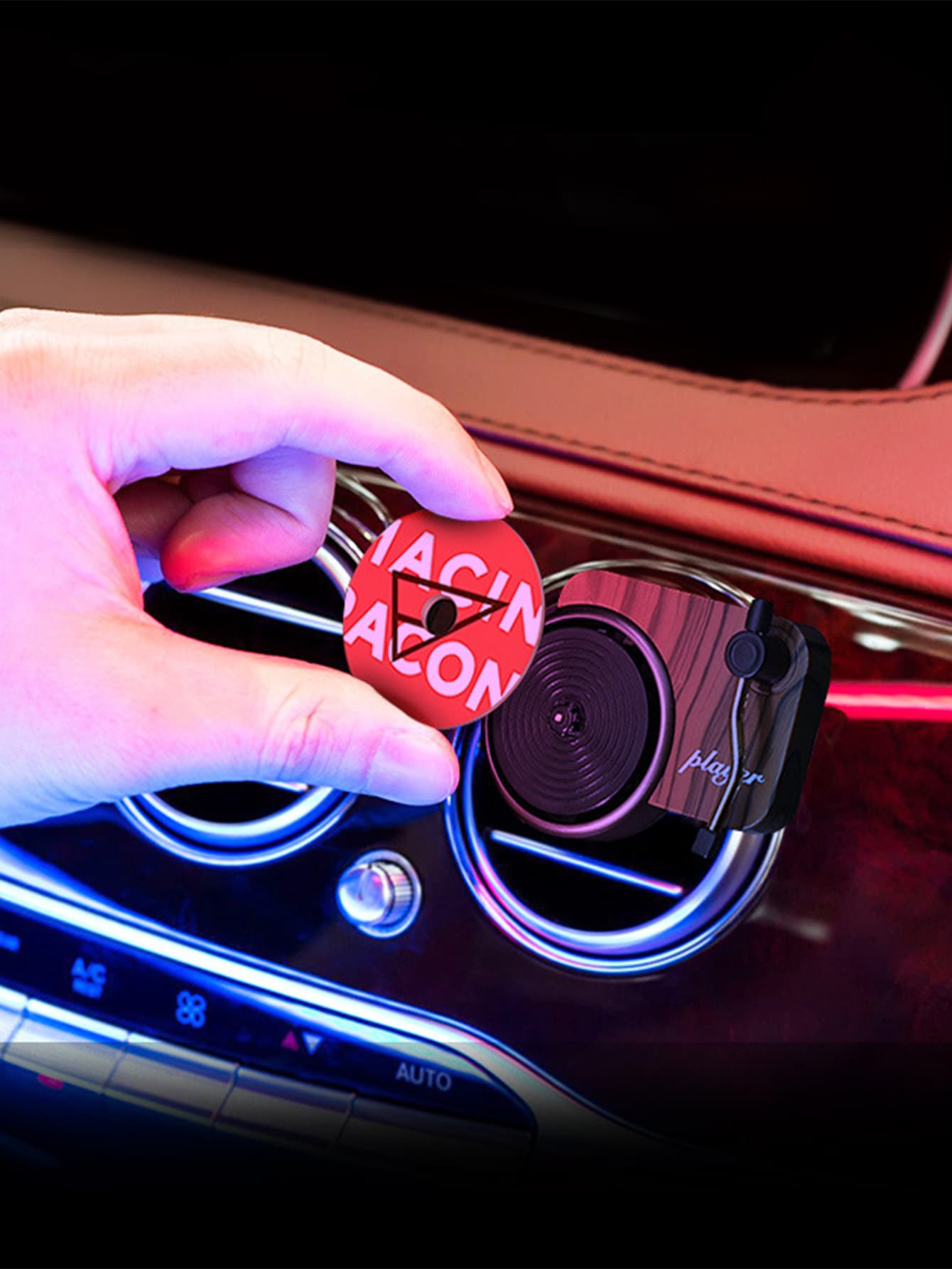 1pc Record Player Design Car Air Freshener - Chocolate Brown - View 1