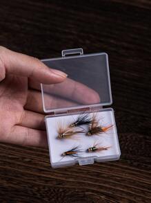 5 piezas Kit de cebo para moscas secas de ninfa de pesca con mosca con caja de aparejos - Multicolor - Ver 1