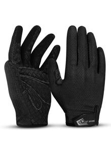 WEST BIKING Letter Graphic Non-slip Touch Screen Gloves - Black - View 1