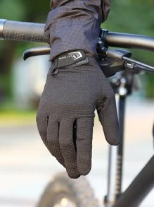 WEST BIKING Letter Graphic Non-slip Touch Screen Gloves - Black - View 5